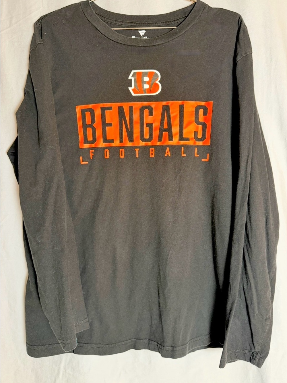 NFL Black Long-Sleeve Bengals Football Tee with Orange Logo